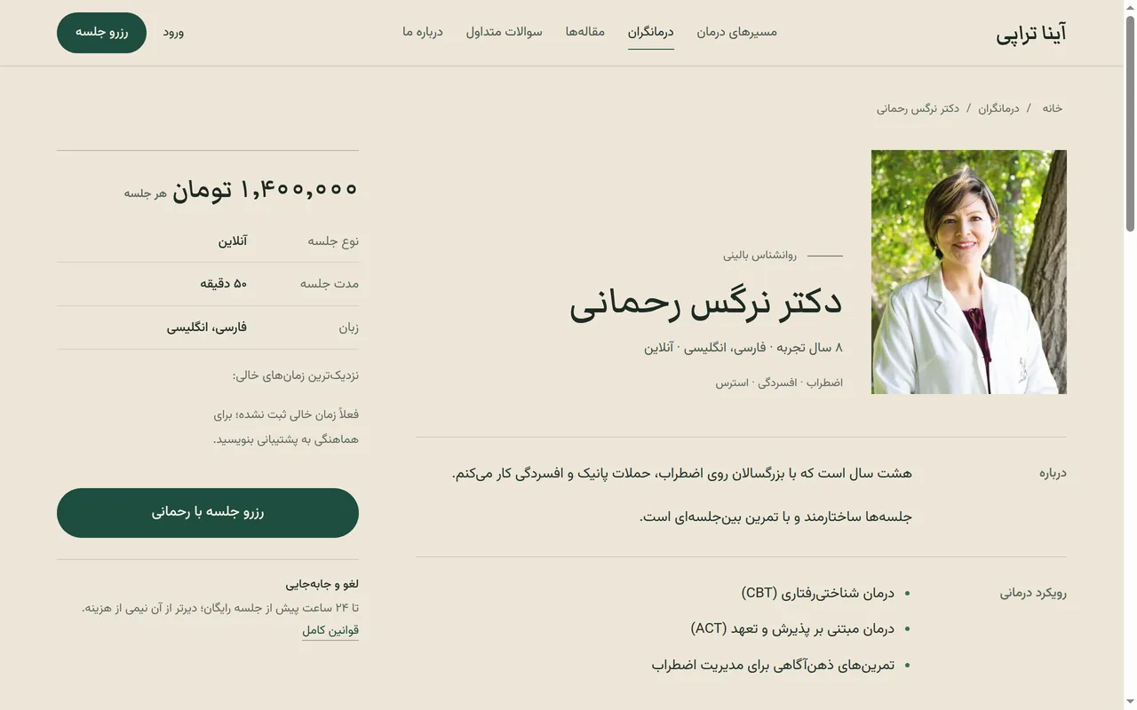 Ayna Therapy — Online Therapy Clinic — Inside the project 2