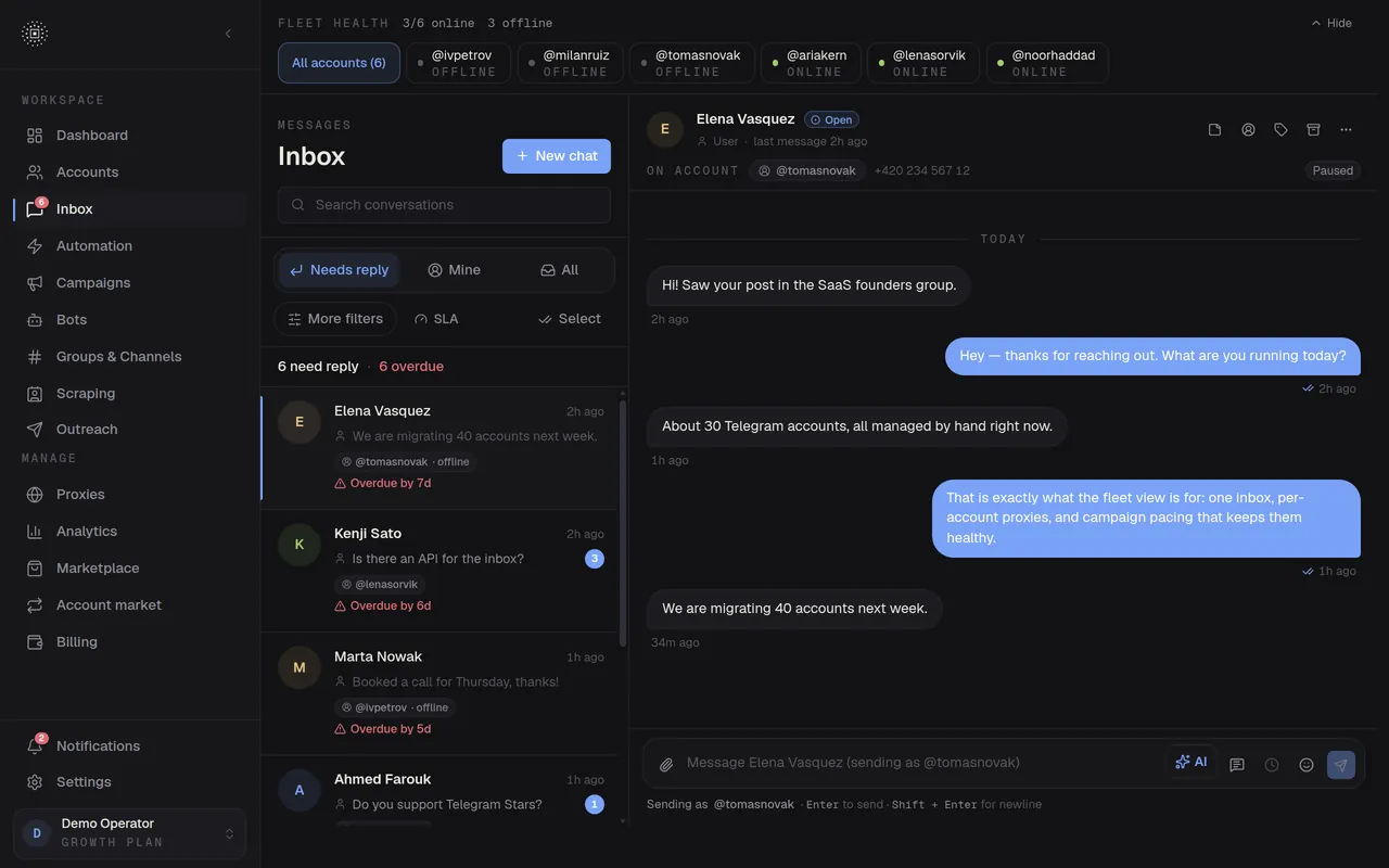 Telegram Automation Platform — Inside the project 1